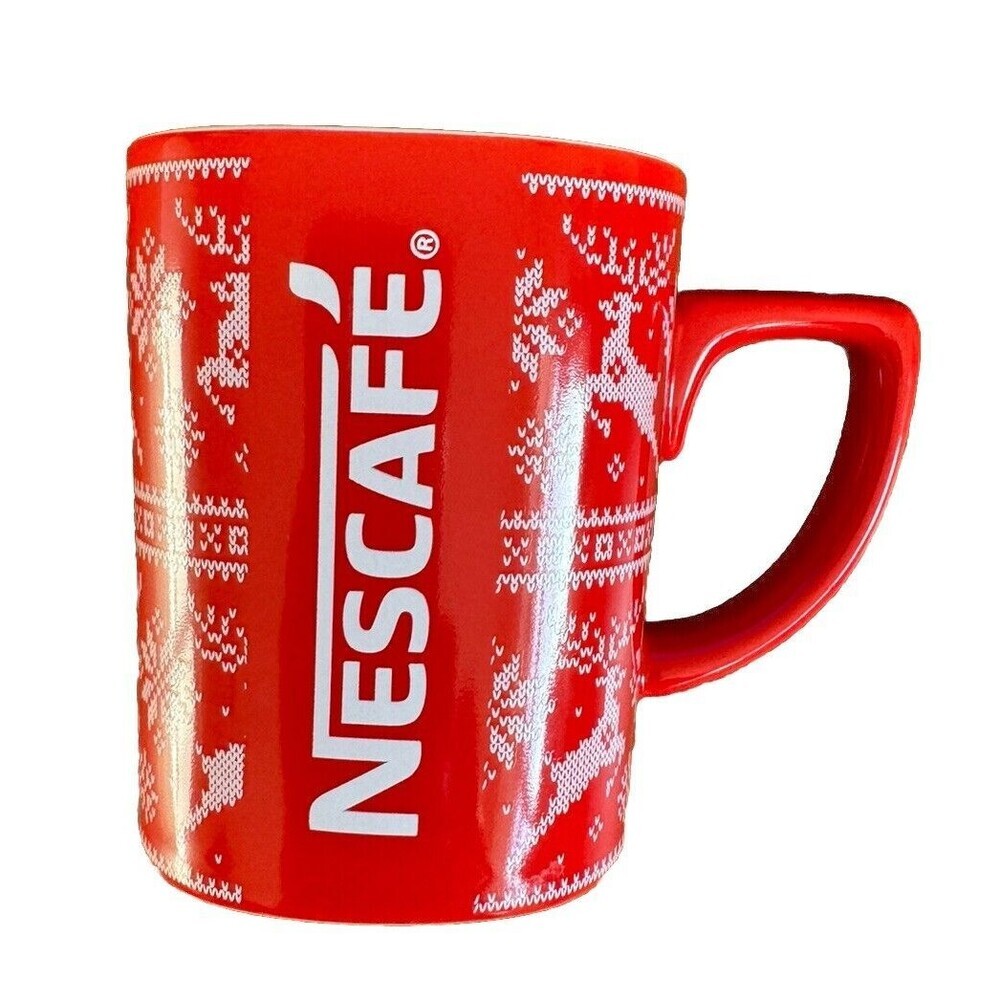 Vintage Nescafe Red Christmas Mug with Collectible Ceramic Design Christmas Char